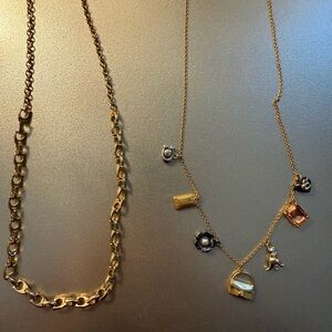 Coach Chain and Gold Charm Necklace Set